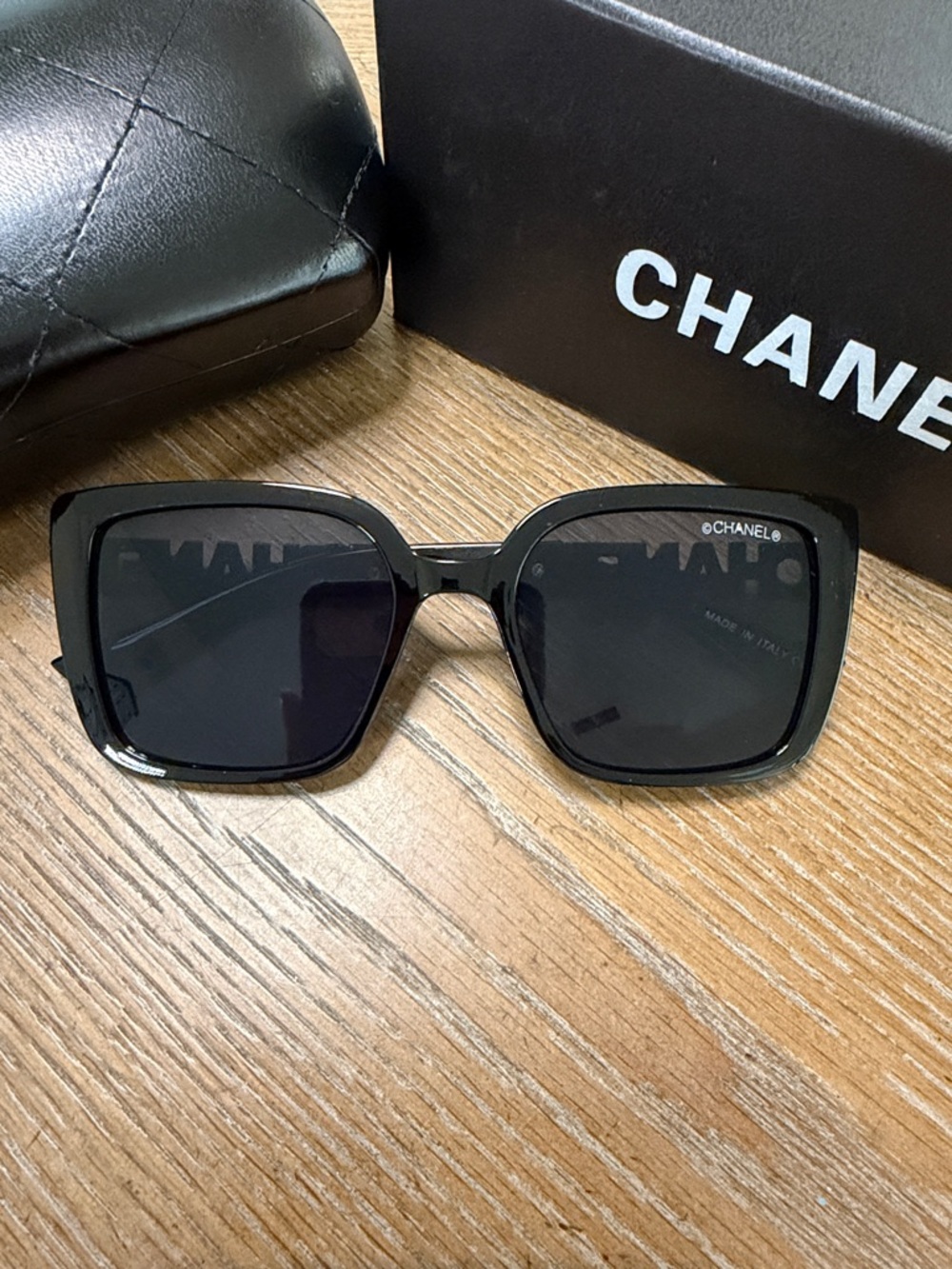CHANEL Black and Gold Square Sunglasses - Designer Women's Eyewear - Picture 4 of 10